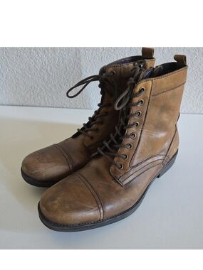 Kenneth Cole Park Avenue Men's Brown Zip & Lace Up Leather  Boots ~ Size 10